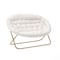 Flash Furniture Eleanor 56-in Folding Double Saucer Chair w/2 Folding Ottomans Ivory Faux Shearling w/Gold Frame FV-FDS-001-2FR-IV-SGD-GG - alternate 3
